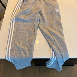 Adidas  Gray Joggers with White Stripes